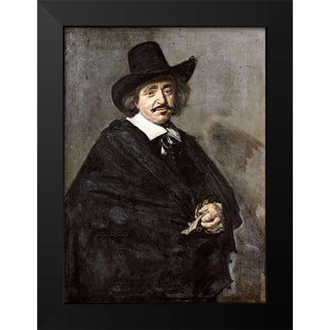 Portrait of a Gentleman Black Modern Wood Framed Art Print by Hals, Frans