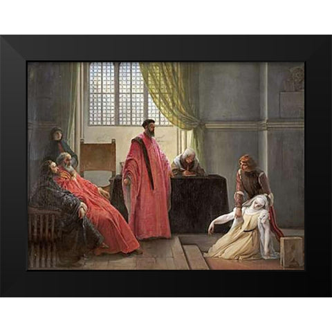 Valenza Gradenigo Before The Inquisition Black Modern Wood Framed Art Print by Hayez, Francesco