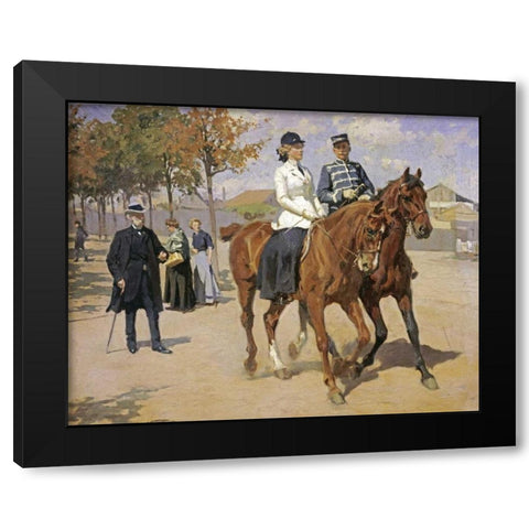 The Morning Ride Black Modern Wood Framed Art Print with Double Matting by Henningsen, Erik