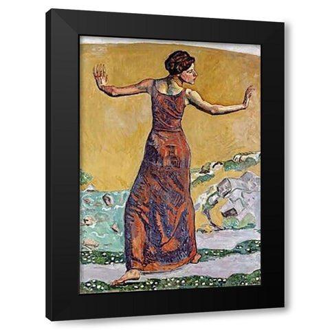 Joyous Woman Black Modern Wood Framed Art Print with Double Matting by Hodler, Ferdinand