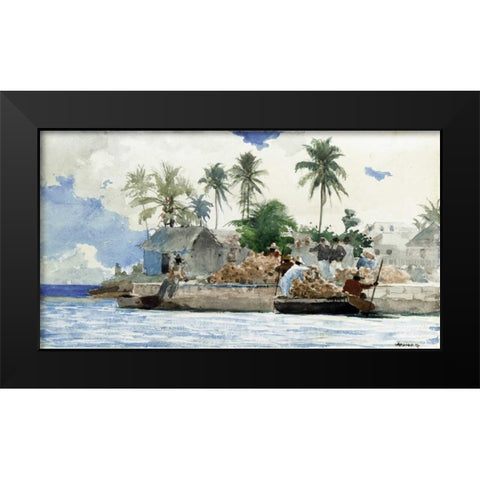 Sponge Fishermen, Bahamas Black Modern Wood Framed Art Print by Homer, Winslow