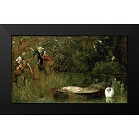 The Lady of Shalott Black Modern Wood Framed Art Print by Hughes, Arthur