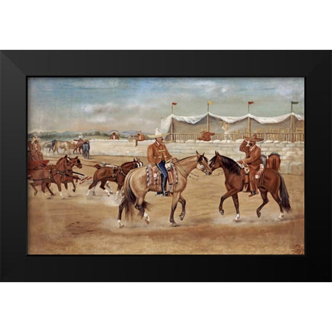 The Arrival of The Boss at The Rodeo Black Modern Wood Framed Art Print by Icaza, Ernesto
