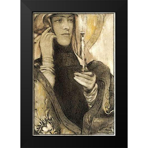 Incense Black Modern Wood Framed Art Print by Khnopff, Fernand