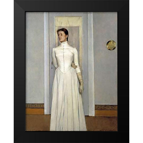 Portrait of Marguerite Black Modern Wood Framed Art Print by Khnopff, Fernand