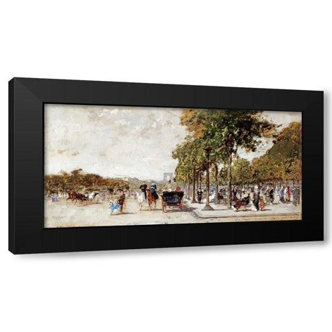 Les Champs Elysees, Paris Black Modern Wood Framed Art Print with Double Matting by Loir, Luigi