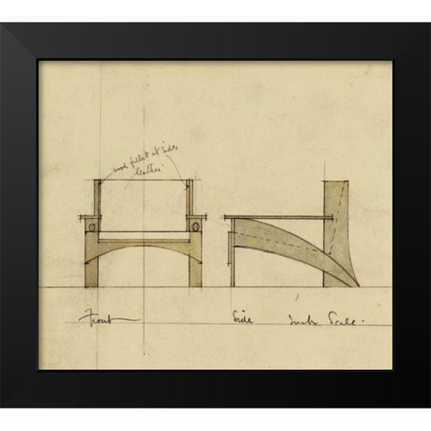 Design For Armchair In Oak Black Modern Wood Framed Art Print by Mackintosh, Charles Rennie