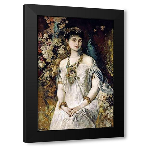 Woman In In Egyptian Costume Black Modern Wood Framed Art Print with Double Matting by Makart, Hans