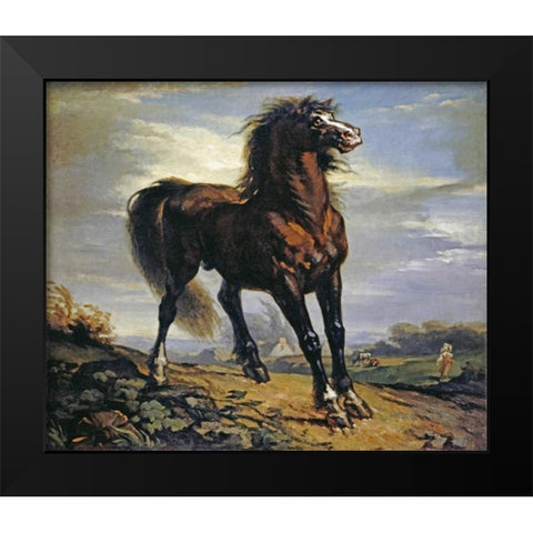 The Horse Black Modern Wood Framed Art Print by Millet, Jean-Francois