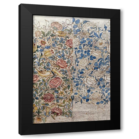 Design For Chintz: Rose Black Modern Wood Framed Art Print with Double Matting by Morris, William