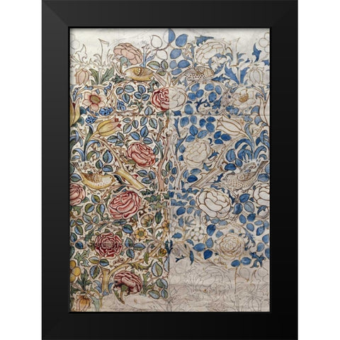 Design For Chintz: Rose Black Modern Wood Framed Art Print by Morris, William