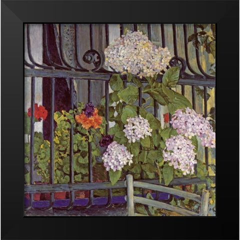 Geranium Black Modern Wood Framed Art Print by Moser, Koloman