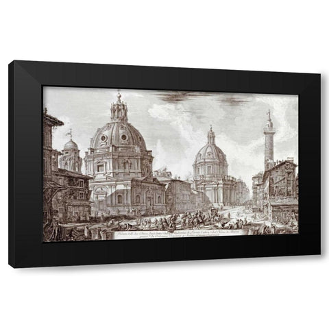 A View of Rome Black Modern Wood Framed Art Print with Double Matting by Piranesi, Giovanni Battista