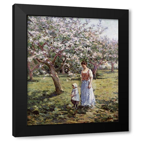 Promenade Among The Blossoms Black Modern Wood Framed Art Print by Robinson, Theodore