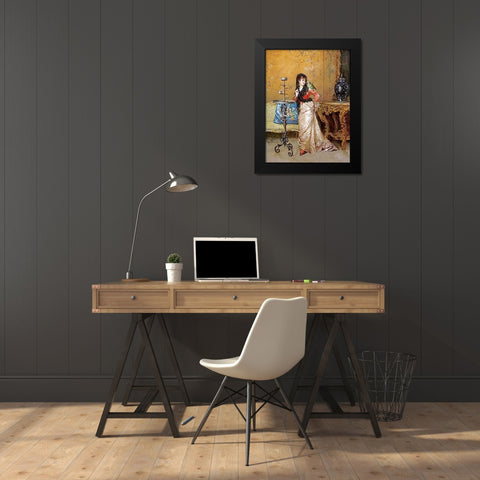 The Pet Parrot Black Modern Wood Framed Art Print by Simonetti, Attilio