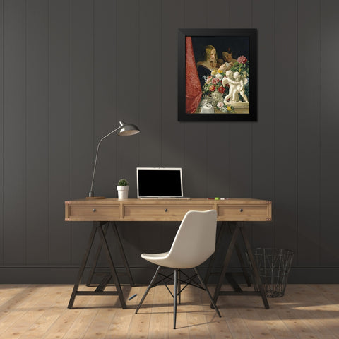 Young Women Reading a Letter Black Modern Wood Framed Art Print by Waldmuller, Ferdinand Georg