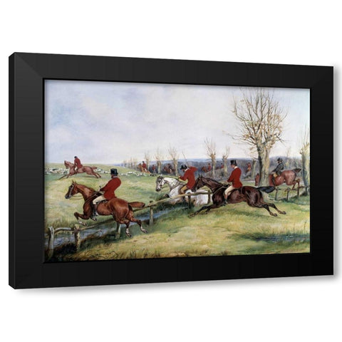 Gone Away Black Modern Wood Framed Art Print with Double Matting by Alken, Henry Thomas