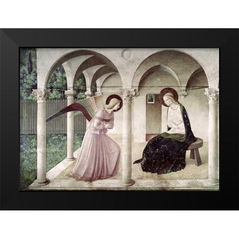 Annunciation Black Modern Wood Framed Art Print by Angelico, Fra