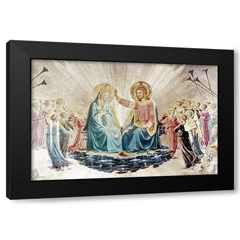 Coronation of The Virgin - Detail Black Modern Wood Framed Art Print by Angelico, Fra