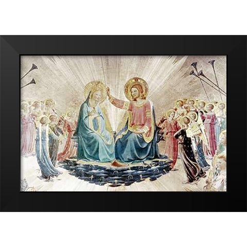 Coronation of The Virgin - Detail Black Modern Wood Framed Art Print by Angelico, Fra