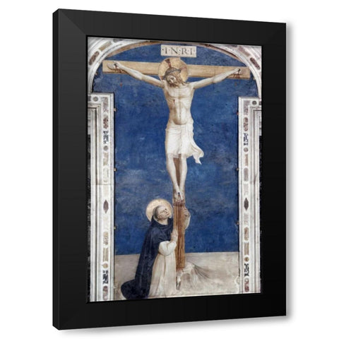 Crucifixcion With Saint Dominick Black Modern Wood Framed Art Print by Angelico, Fra