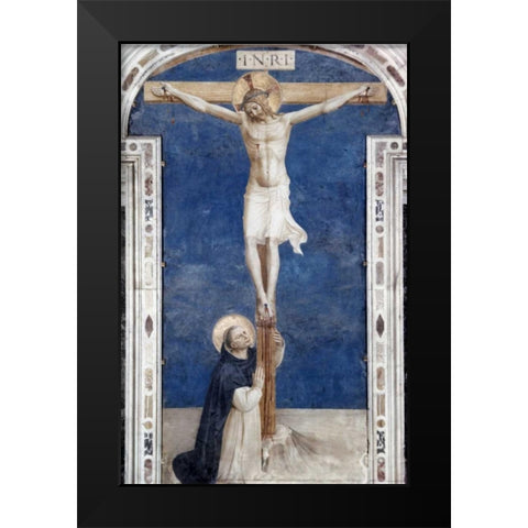 Crucifixcion With Saint Dominick Black Modern Wood Framed Art Print by Angelico, Fra