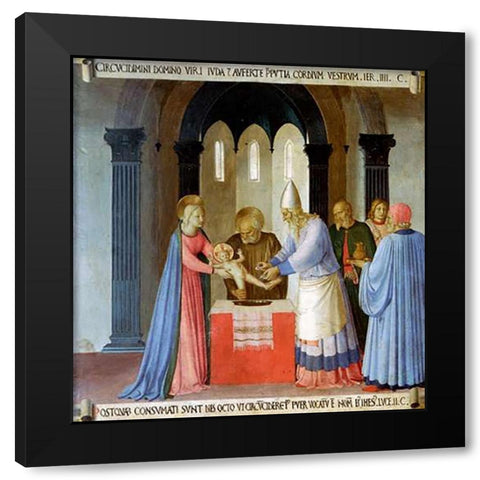 Story of The Life of Museumist Circumcision of Jesus Black Modern Wood Framed Art Print by Angelico, Fra