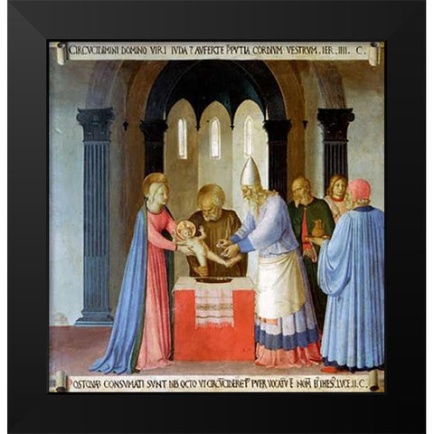 Story of The Life of Museumist Circumcision of Jesus Black Modern Wood Framed Art Print by Angelico, Fra