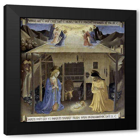 Story of The Life of Museumist Nativity Black Modern Wood Framed Art Print by Angelico, Fra