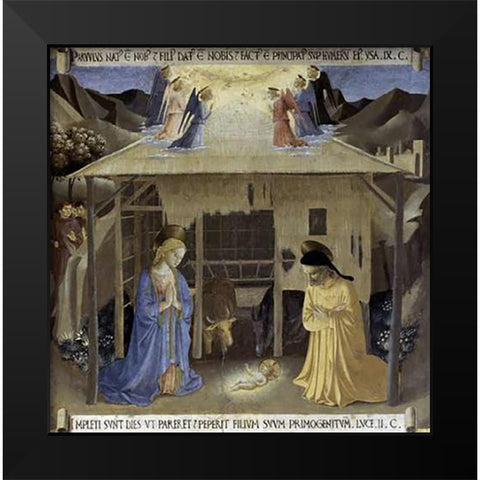 Story of The Life of Museumist Nativity Black Modern Wood Framed Art Print by Angelico, Fra
