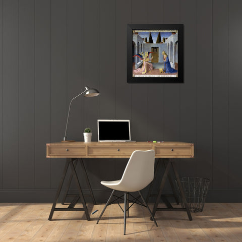 Story of The Life of Museumist The Annunciation Black Modern Wood Framed Art Print by Angelico, Fra