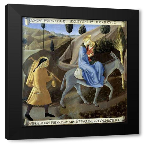 Story of The Life of Museumist The Flight To Egypt Black Modern Wood Framed Art Print with Double Matting by Angelico, Fra
