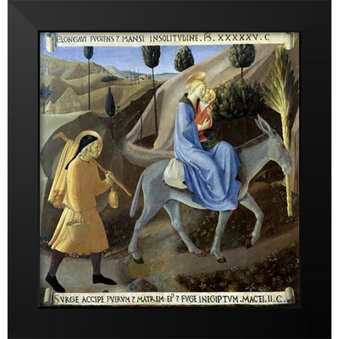 Story of The Life of Museumist The Flight To Egypt Black Modern Wood Framed Art Print by Angelico, Fra