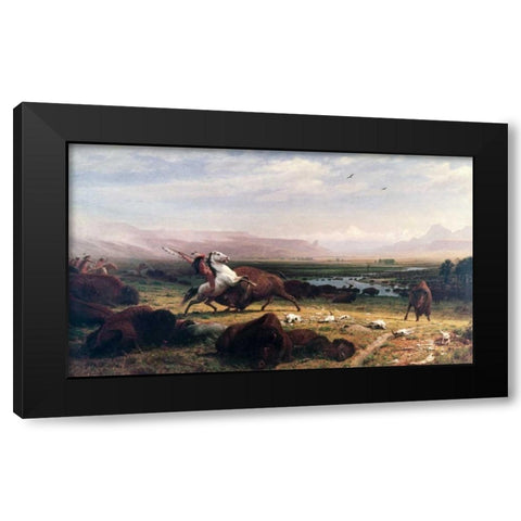 Last of the Buffalo Black Modern Wood Framed Art Print by Bierstadt, Albert