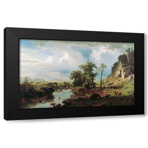 Platte River Black Modern Wood Framed Art Print with Double Matting by Bierstadt, Albert
