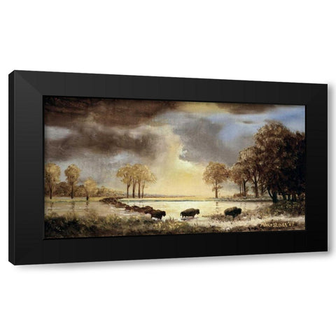 The Buffalo Trail, 1867 Black Modern Wood Framed Art Print by Bierstadt, Albert