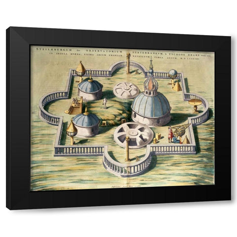Stellebourg Observatory and Instruments Black Modern Wood Framed Art Print by Blaeu, Joan