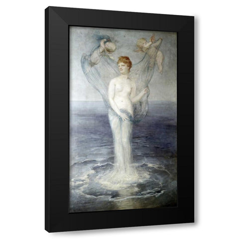 Birth of Venus Black Modern Wood Framed Art Print with Double Matting by Bocklin, Arnold