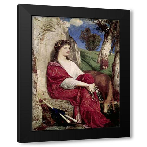 Euterpe; Muse of Music and Lyric Poetry Black Modern Wood Framed Art Print with Double Matting by Bocklin, Arnold