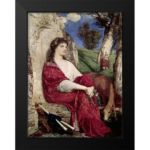 Euterpe; Muse of Music and Lyric Poetry Black Modern Wood Framed Art Print by Bocklin, Arnold