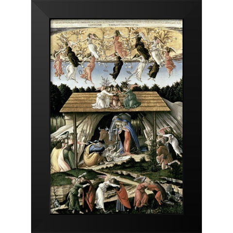 Mystic Nativity Black Modern Wood Framed Art Print by Botticelli, Sandro