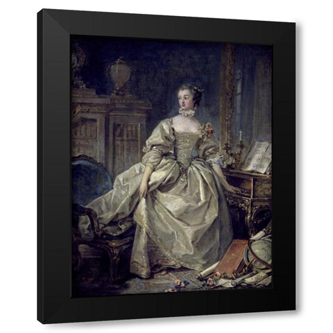 La Madame De Pompadour Black Modern Wood Framed Art Print by Boucher, Francois
