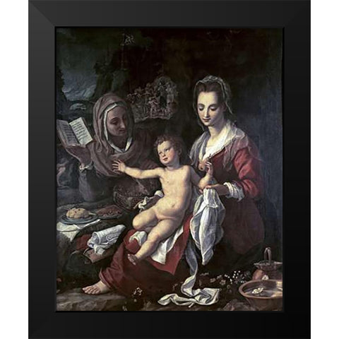 Holy Family Black Modern Wood Framed Art Print by Bronzino, Agnolo