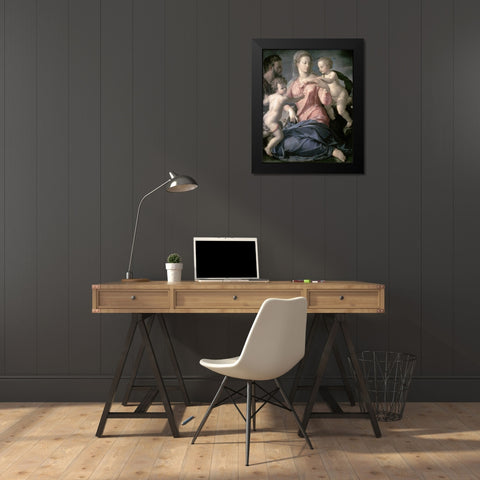 Holy Family Black Modern Wood Framed Art Print by Bronzino, Agnolo