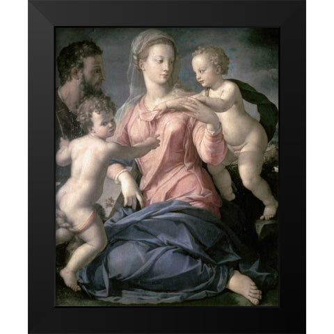 Holy Family Black Modern Wood Framed Art Print by Bronzino, Agnolo