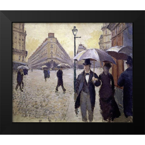 Paris Street--Rainy Weather - Study Black Modern Wood Framed Art Print by Caillebotte, Gustave