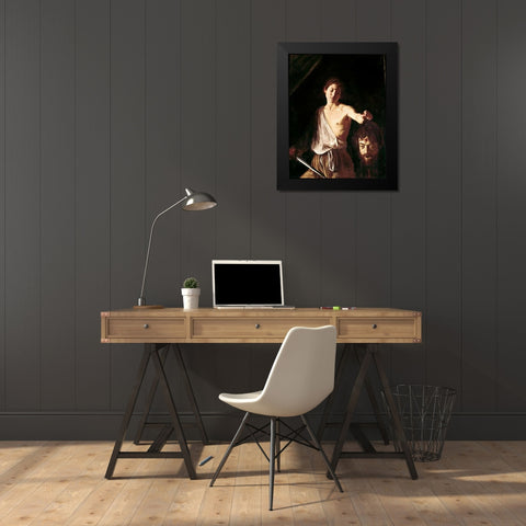 David With The Head of Goliath Black Modern Wood Framed Art Print by Caravaggio