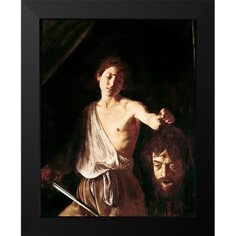 David With The Head of Goliath Black Modern Wood Framed Art Print by Caravaggio