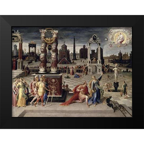 Augustus and The Tiburtine Sibyl Black Modern Wood Framed Art Print by Caron, Antoine