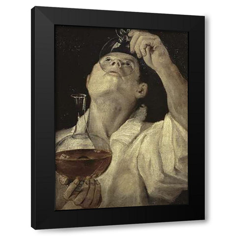Homme Du Vin Black Modern Wood Framed Art Print with Double Matting by Carracci, Annibale